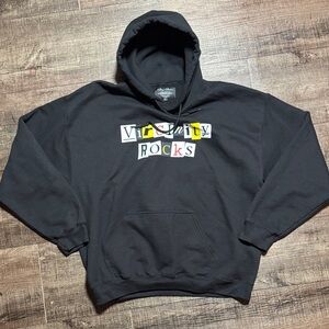 Black Graphic Hoodie with Bold Text Design
